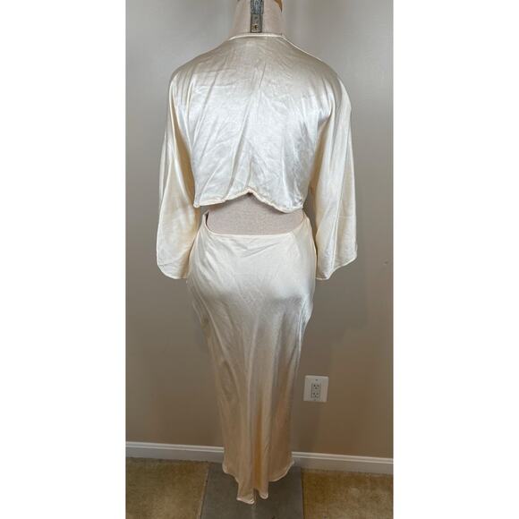 Shona Joy La Lune Tie Front Bias Midi Dress in Cream White Size 4 - Picture 10 of 12